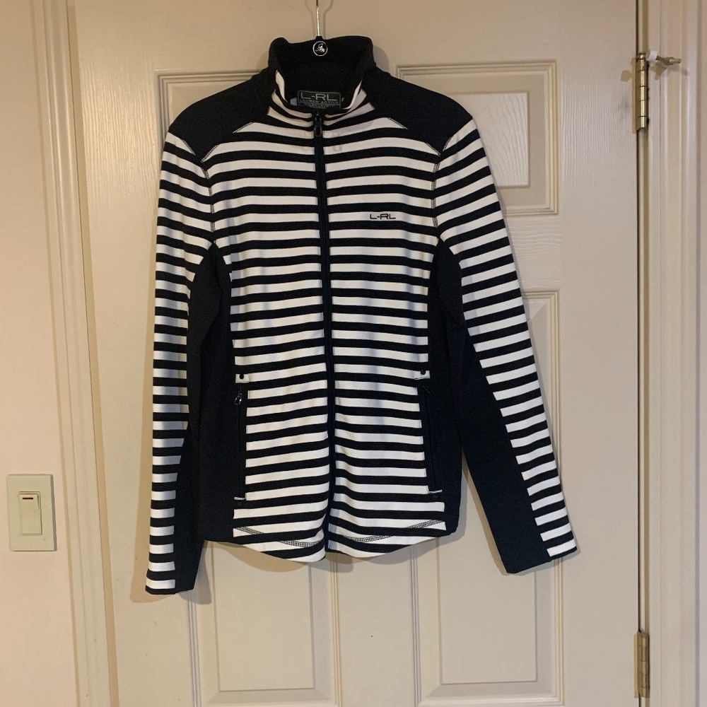 Lauren Active Ralph Lauren Black/White Striped Jacket sz M